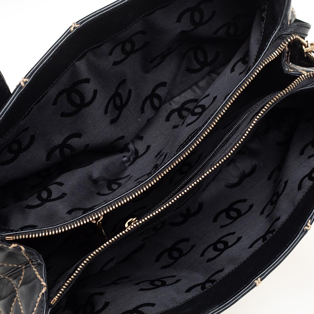 Chanel Black Quilted Leather Wild Stitch Tote 1