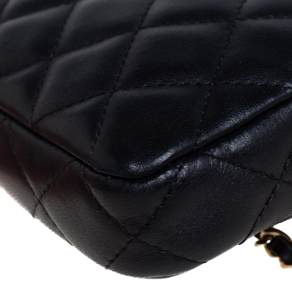 Chanel Black Quilted Leather WOC Double Zip Wallet on Chain 2