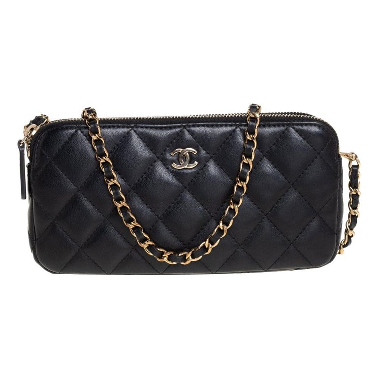 Chanel Zip Around Phone Case with Chain Quilted Caviar at 1stDibs