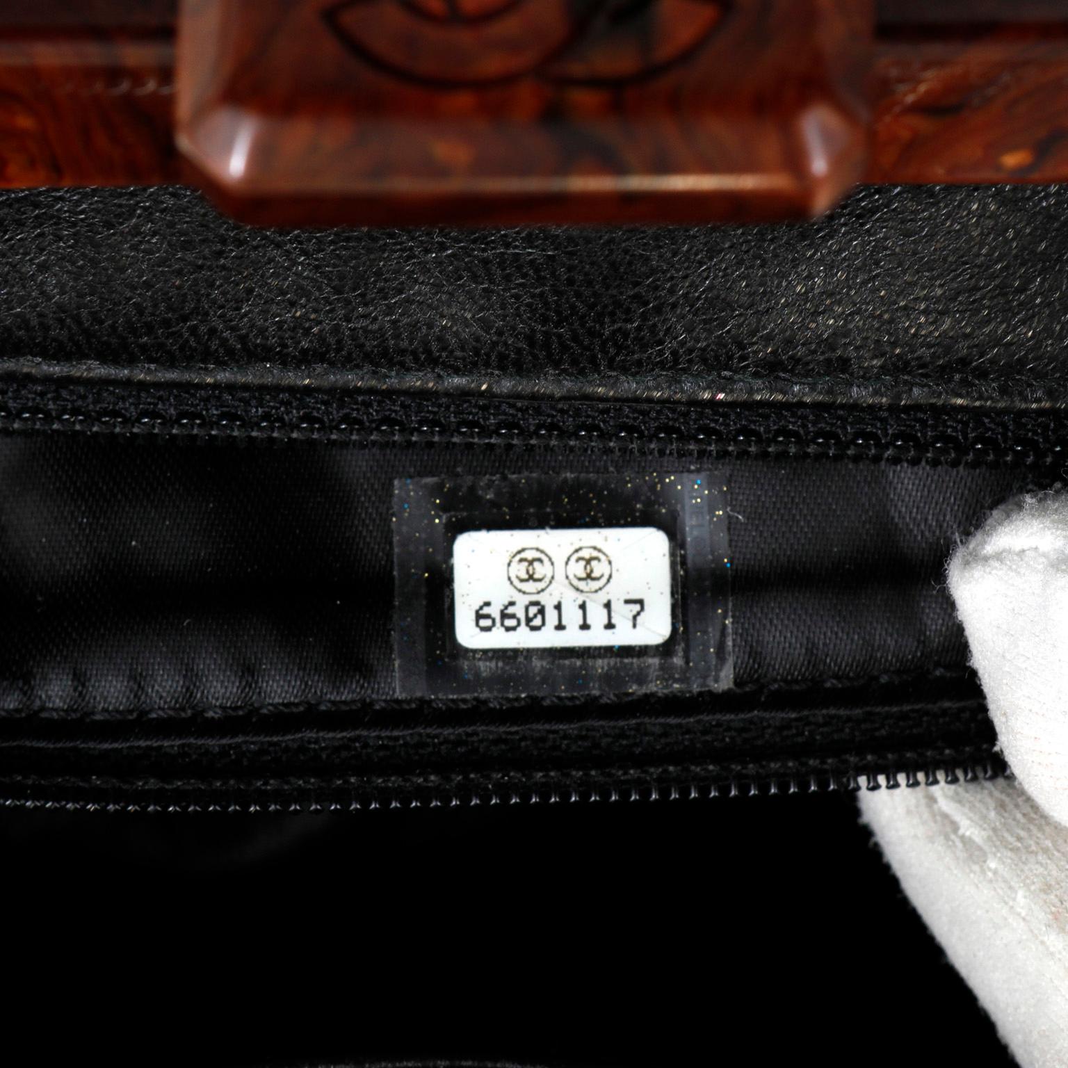 Chanel Black Quilted Leather Wood Framed Bag 4