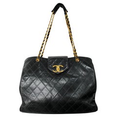 Chanel Black Quilted Leather XL Supermodel Tote Bag circa 1990
