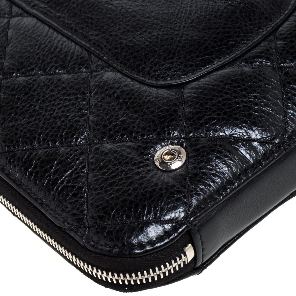 Chanel Black Quilted Leather Zip Around Bag 5