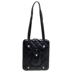 Chanel Black Quilted Leather Zip Around Bag