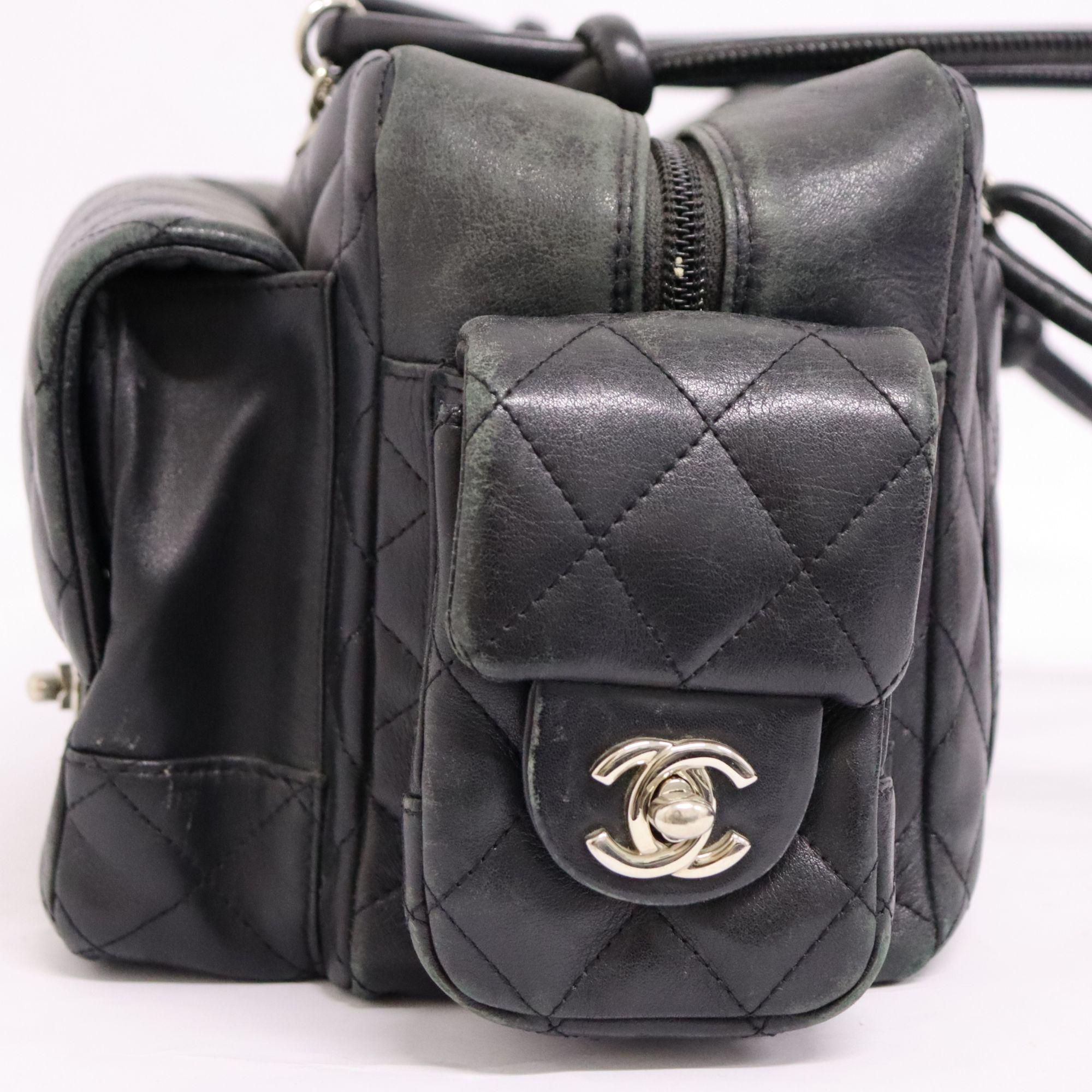 Chanel Black Quilted Ligne Cambon Ligne Reporter Bag In Fair Condition In Amman, JO