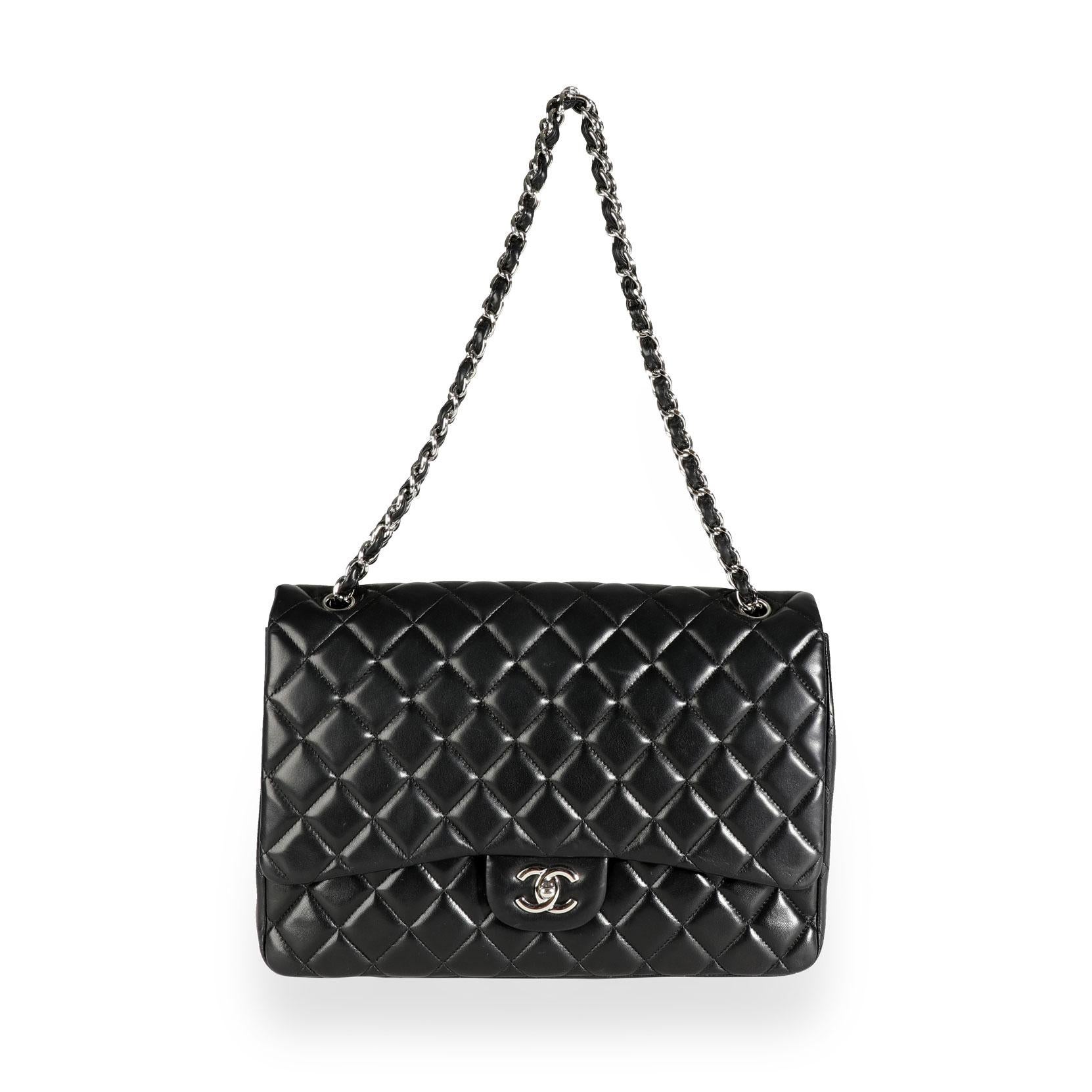 Chanel Black Quilted Maxi Classic Single Flap Bag In Good Condition In New York, NY