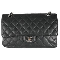 Chanel Schwarz Gesteppte Medium Classic Double Flap Tasche