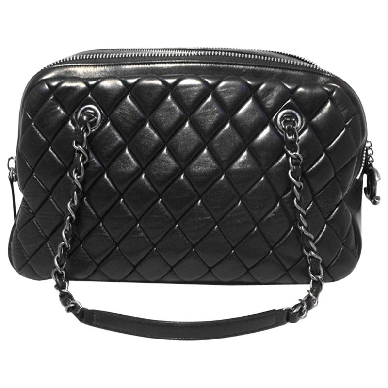 Chanel Black Quilted Medium Shopper Tote Shoulder Bag