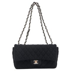 Chanel Black Quilted Mesh Medium Classic Single Flap Bag