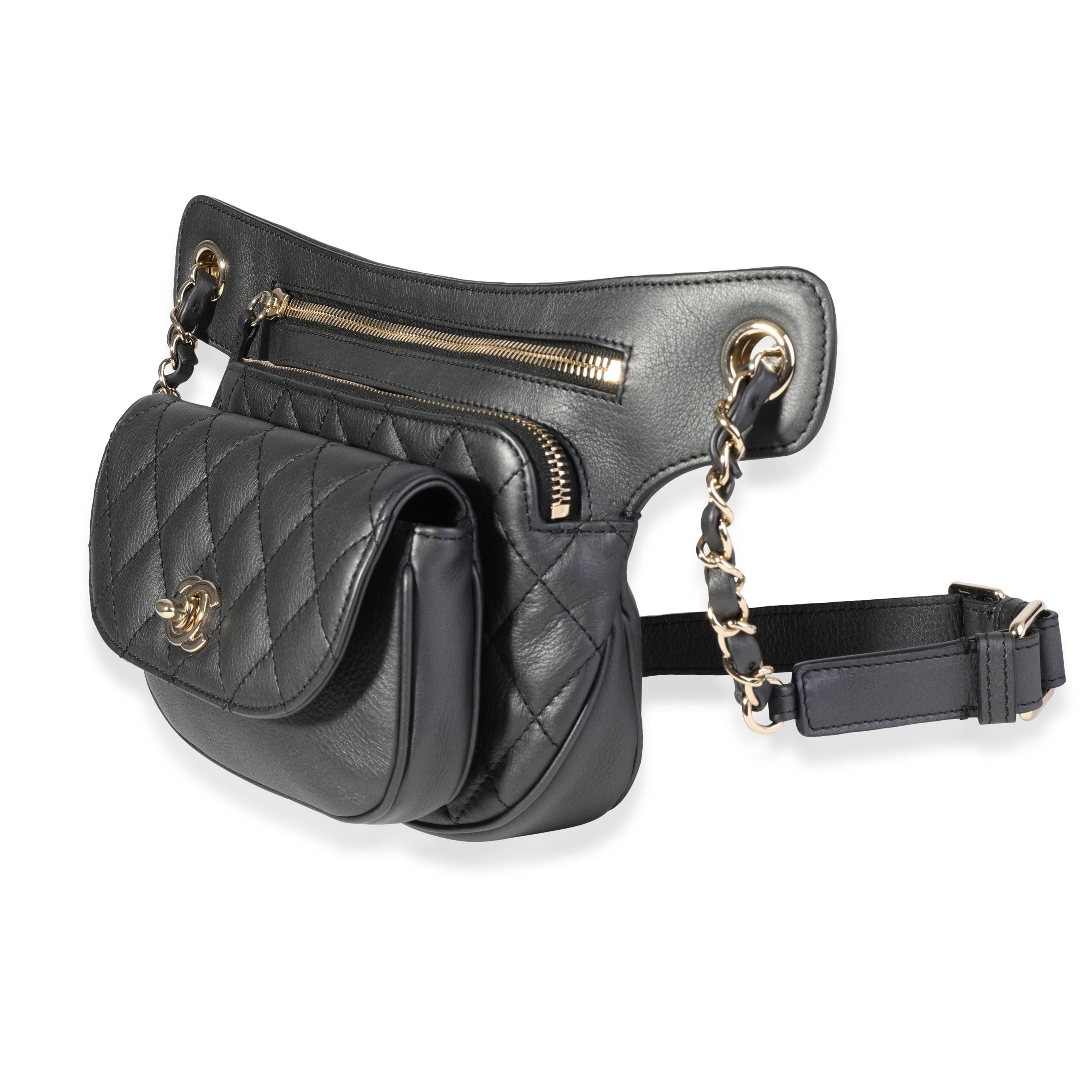 black quilted belt bag