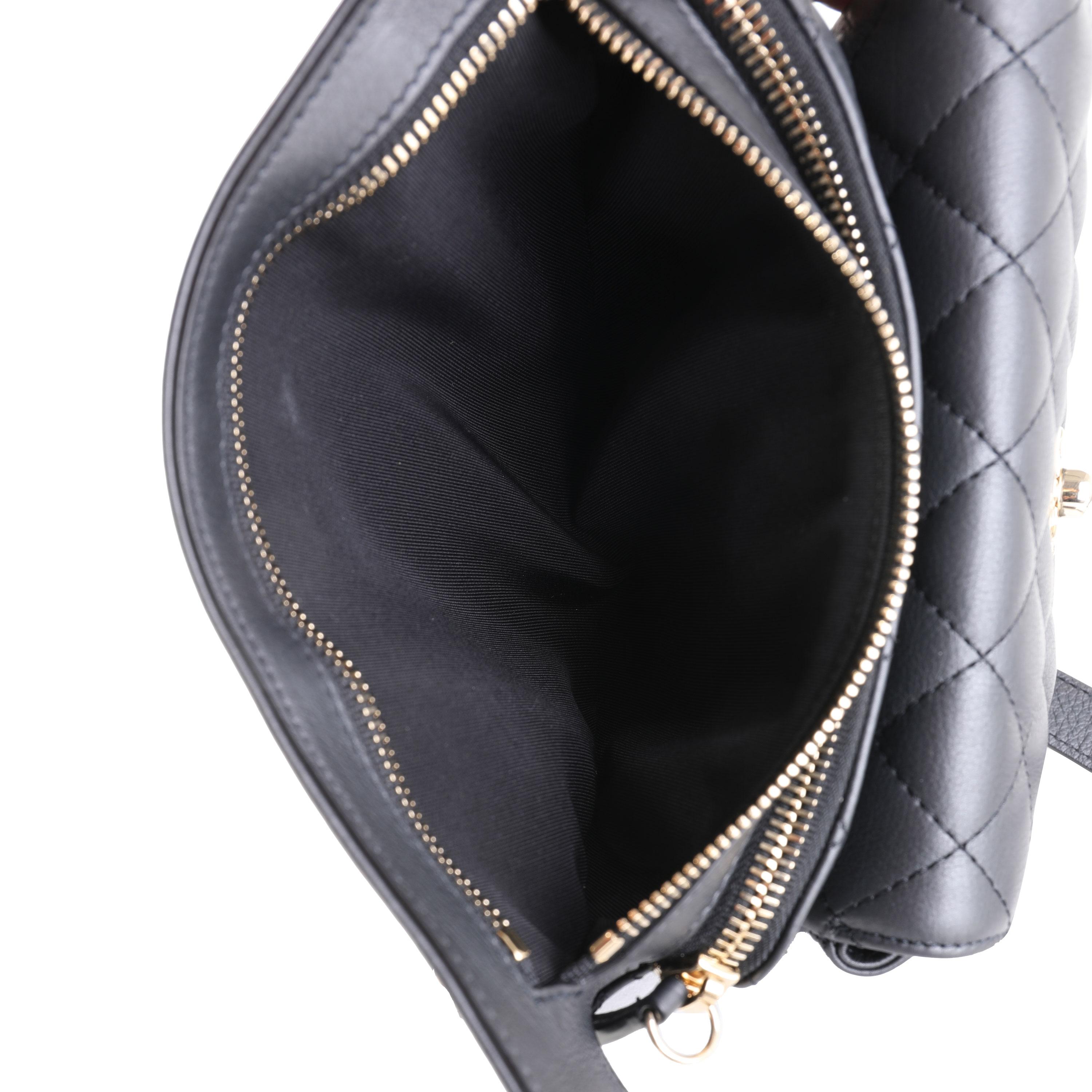 Chanel Black Quilted Metallic Aged Calfskin Belt Bag In Excellent Condition In New York, NY