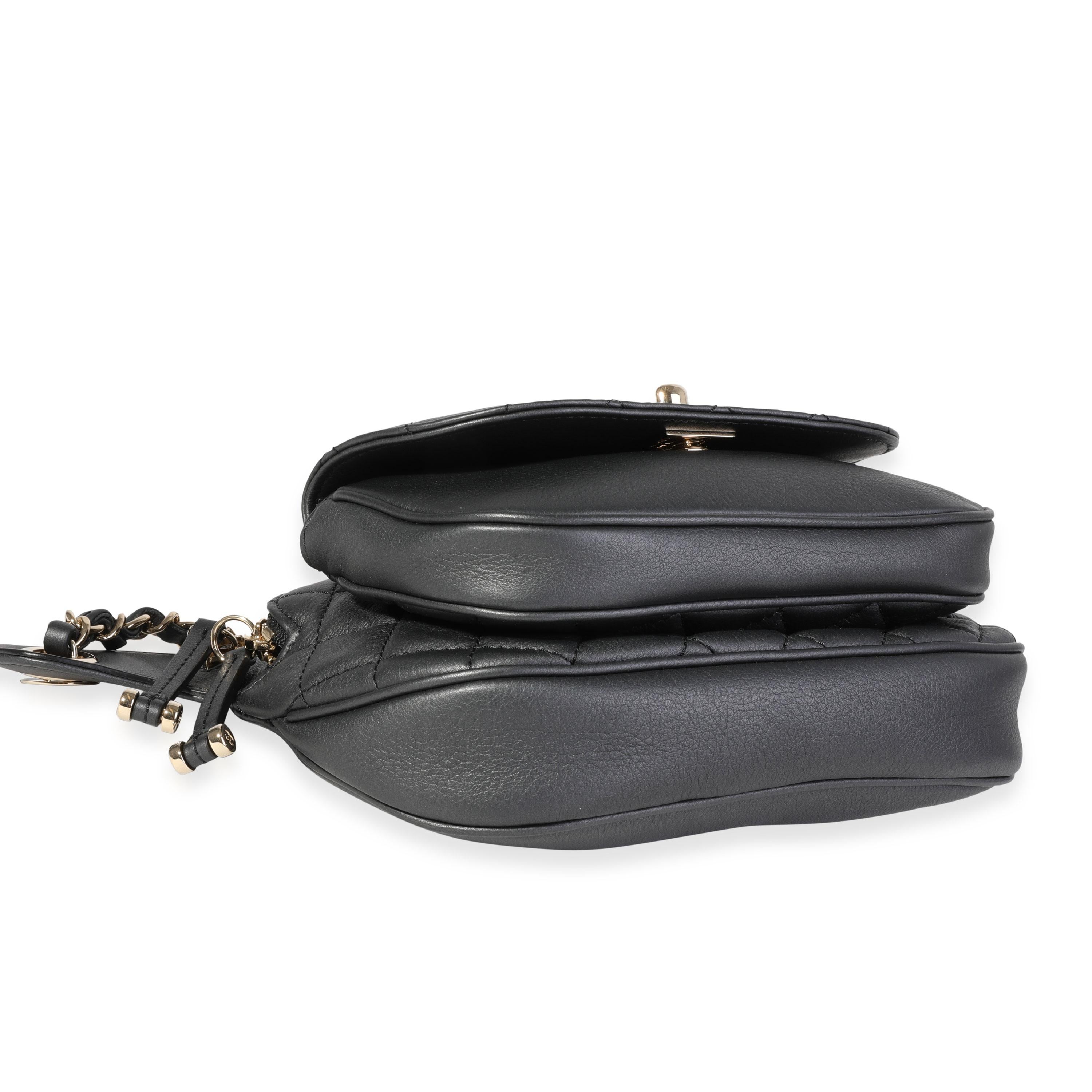 Women's Chanel Black Quilted Metallic Aged Calfskin Belt Bag