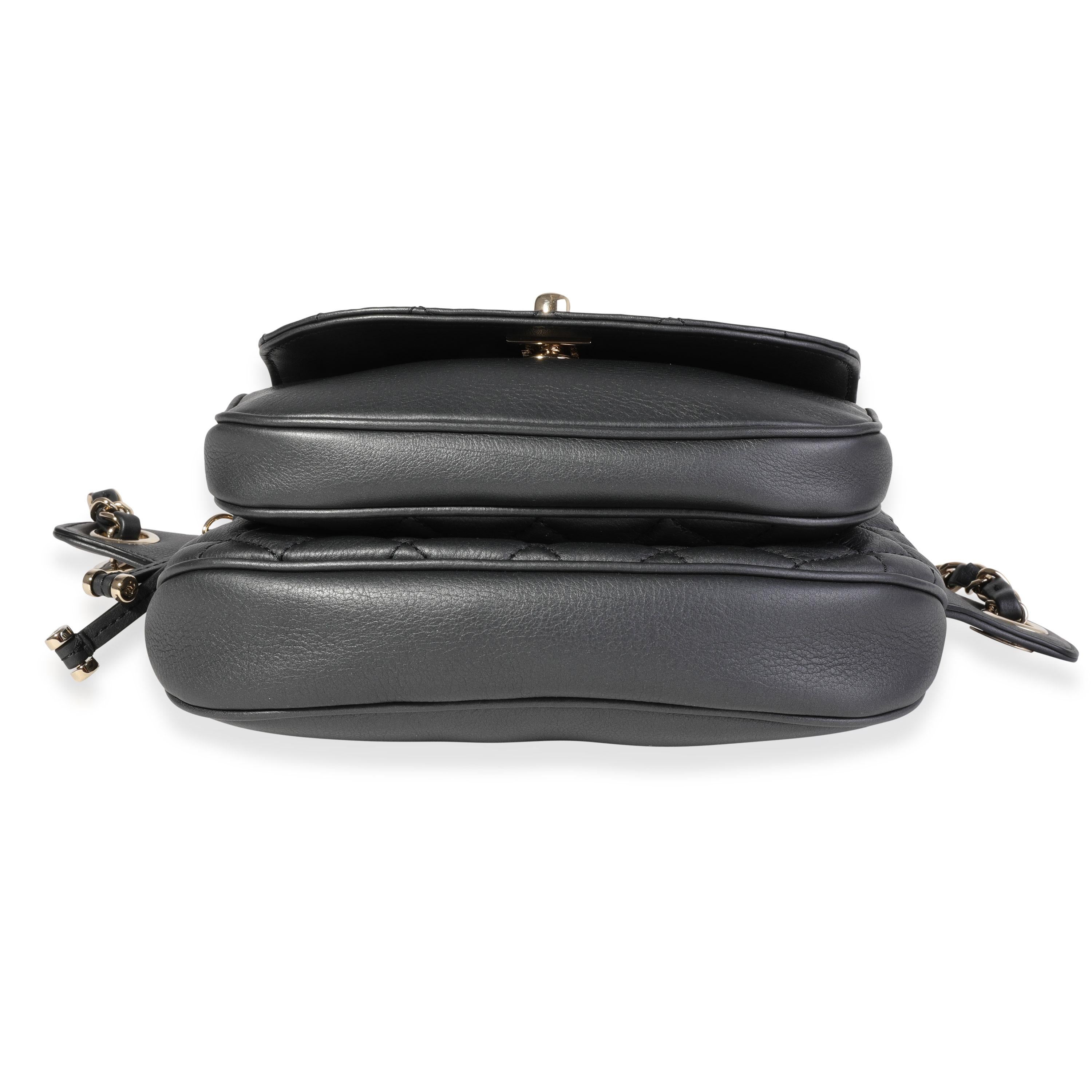 Chanel Black Quilted Metallic Aged Calfskin Belt Bag 1