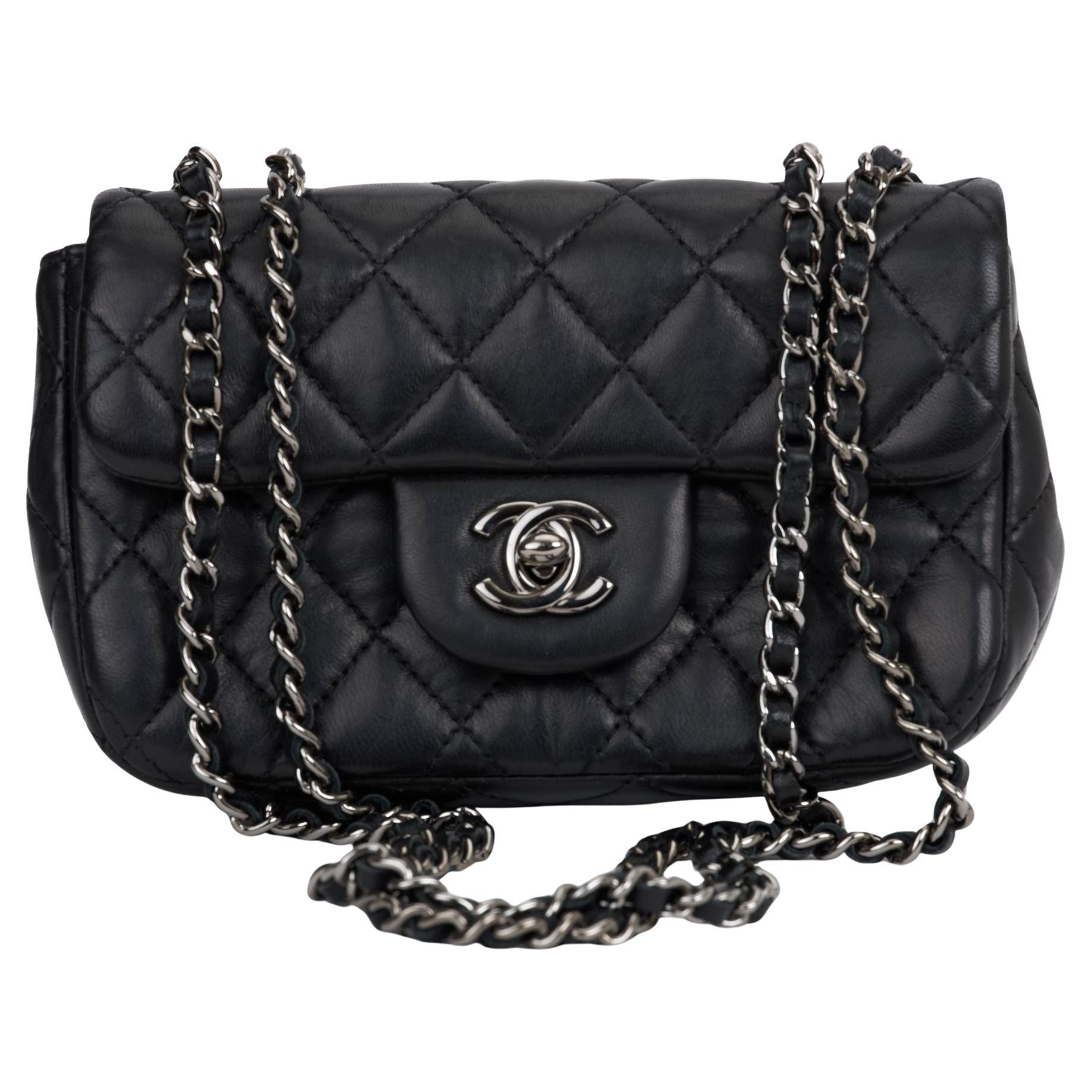 Chanel Black Quilted Mini Flap Bag For Sale