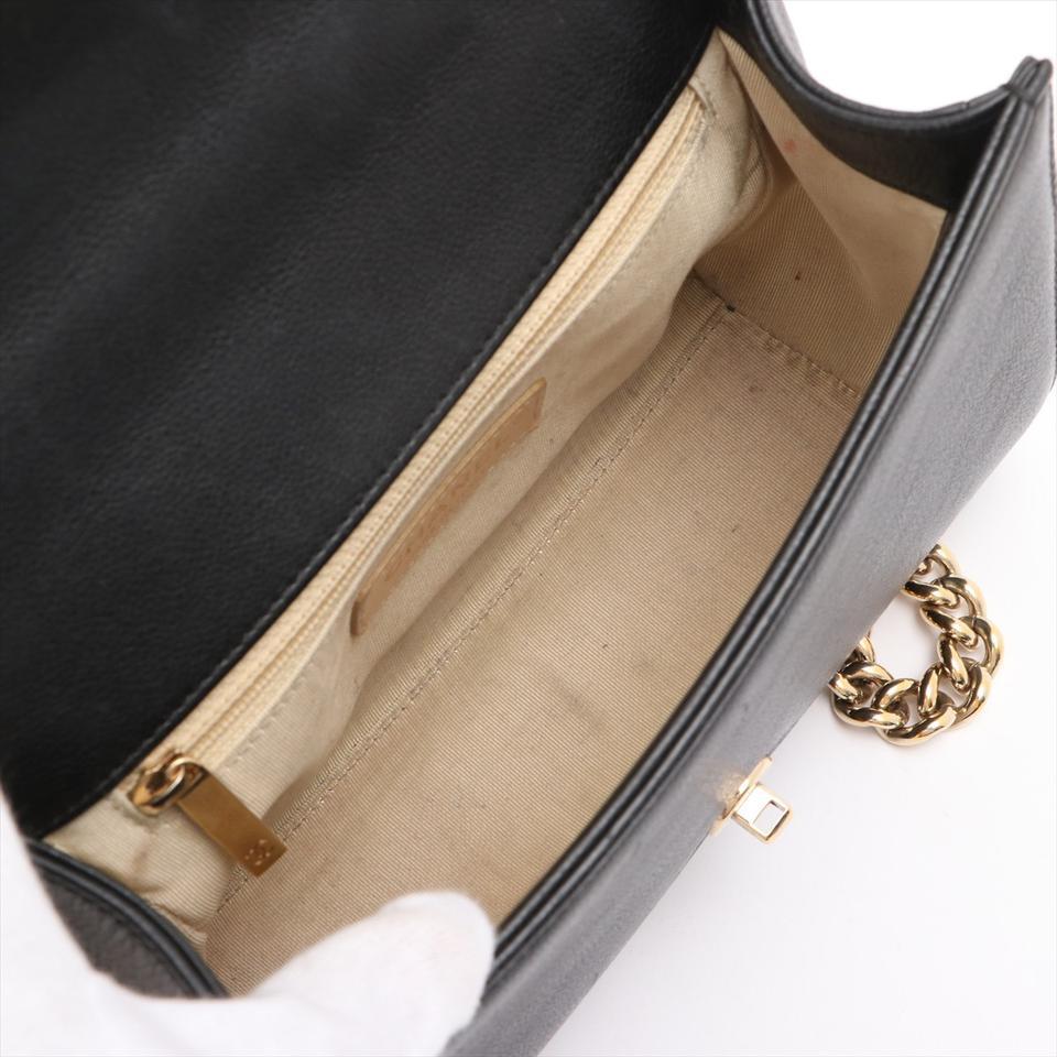 Women's Chanel Black Quilted Mini Top Handle Box Chain Flap Crossbody Boy 7lm32cc