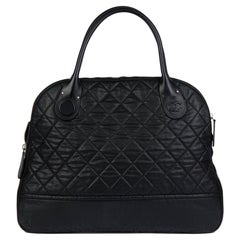 CHANEL Black Quilted Nylon & Calfskin Leather Cocoon Dome Tote