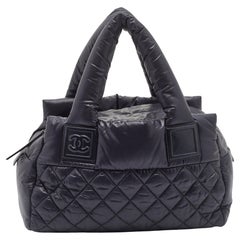 CHANEL Nylon Quilted Large Coco Cocoon Tote Black 211881