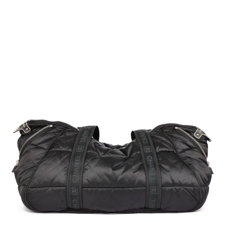 CHANEL Black Quilted Nylon Coco Niege Sports Gym Tote For Sale 1