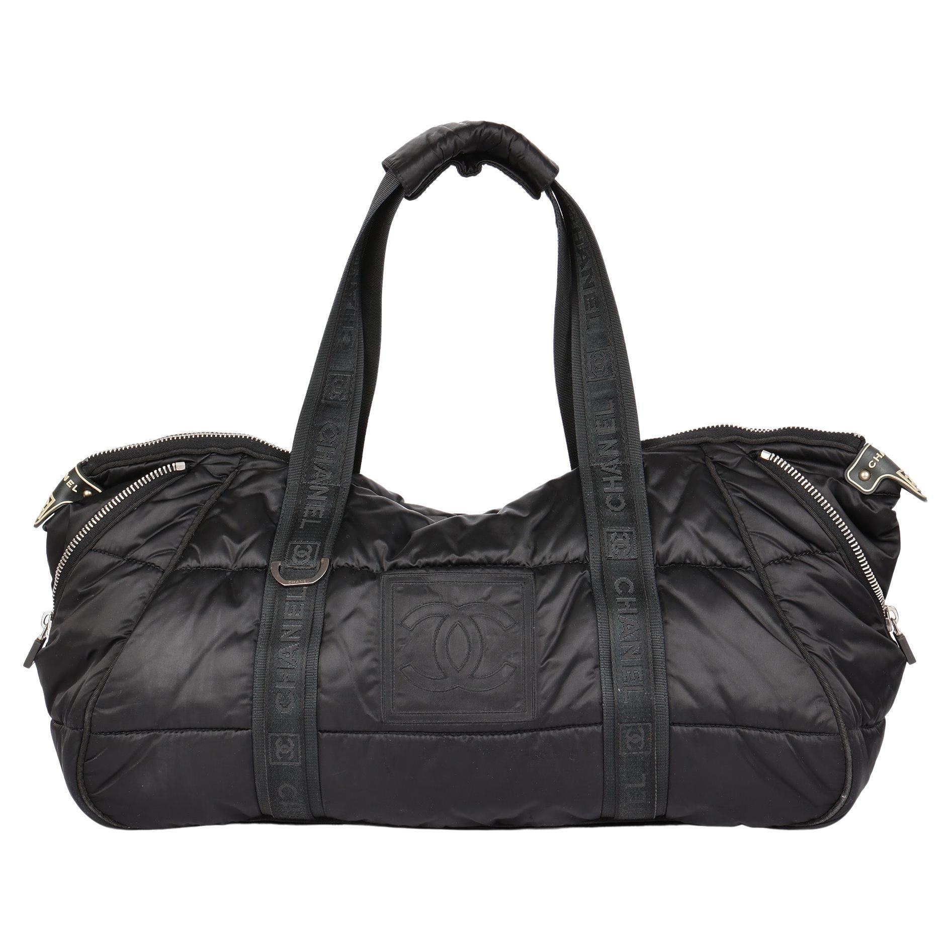 CHANEL Black Quilted Nylon Coco Niege Sports Gym Tote