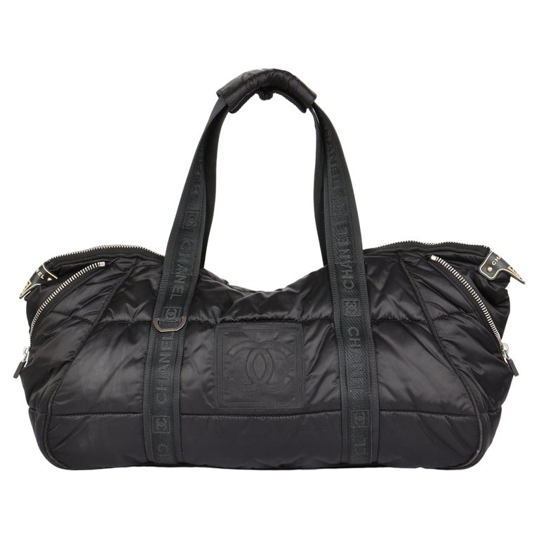 CHANEL Black Quilted Nylon Coco Niege Sports Gym Tote For Sale