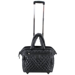 Chanel Black Quilted Nylon Coco Rolling Case