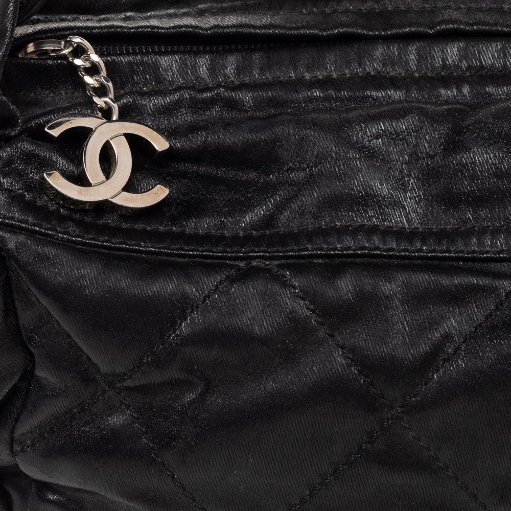 Chanel Black Quilted Nylon Small Biarritz Hobo 2