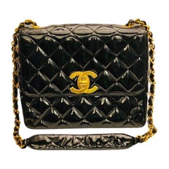 Chanel Black Quilted Patent Big CC Turn-lock Flap Shoulder Bag