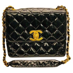 Chanel Black Quilted Patent Big CC Turn-lock Flap Shoulder Bag 