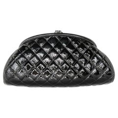 Chanel Black Quilted Patent Calf Leather Timeless Clutch