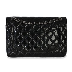 Chanel Black Quilted Patent Jumbo Classic Double Flap Bag