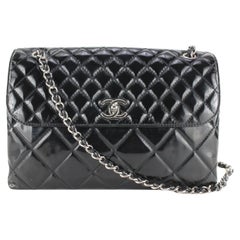 Chanel Black Quilted Patent Jumbo Flap SHW 1CJ1221