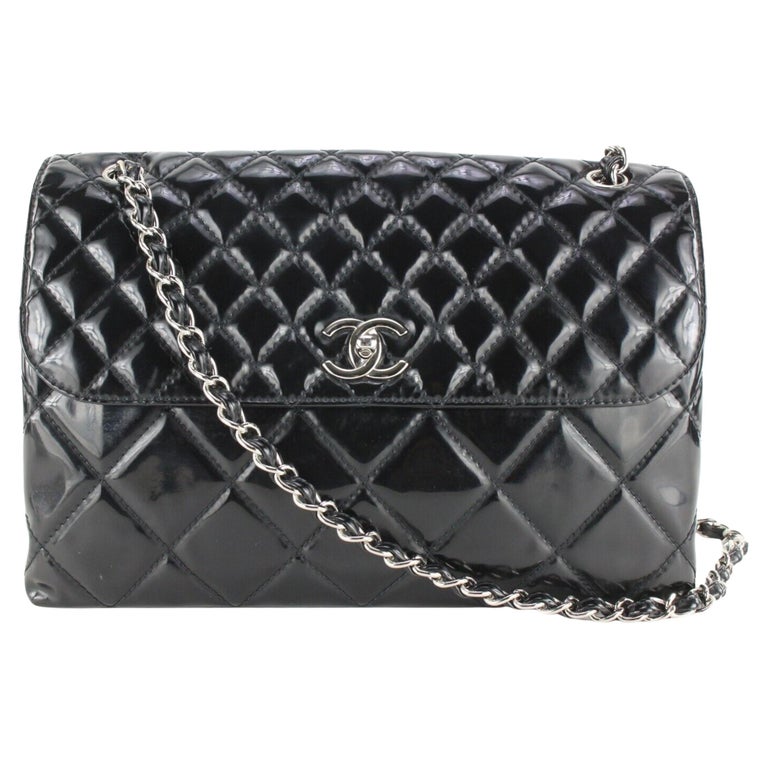 CHANEL Quilted Patent Leather CC Trunk Bag Black