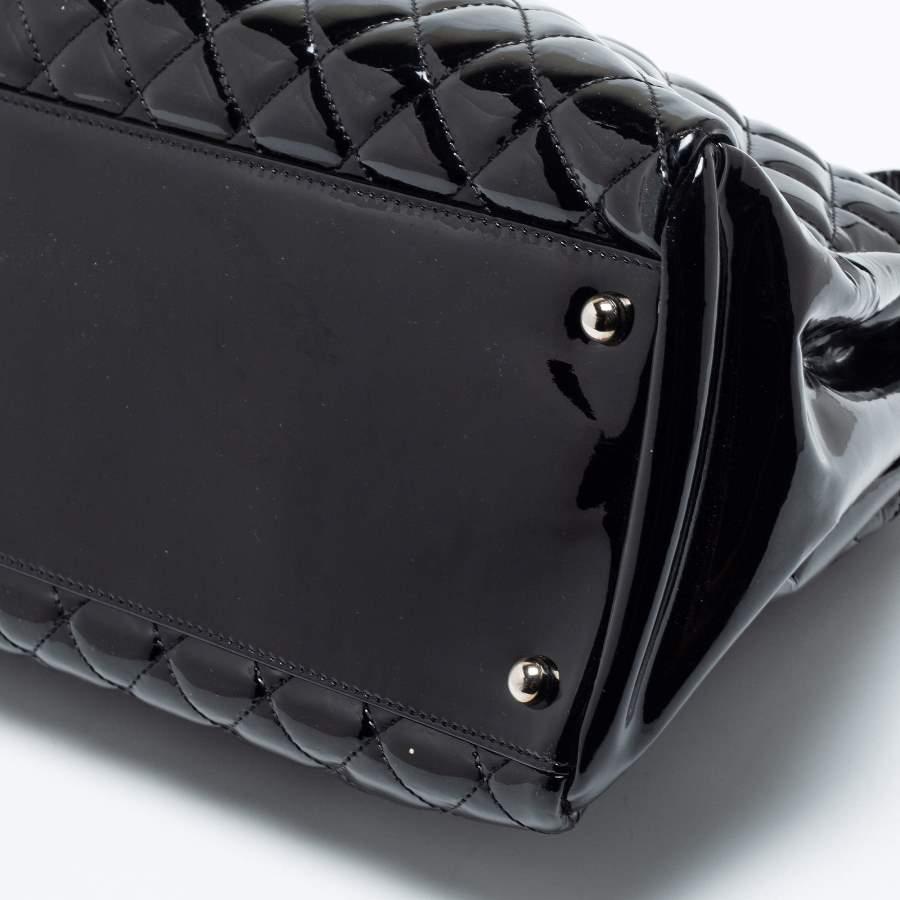 Chanel Black Quilted Patent Large Just Mademoiselle Bowler Bag 5