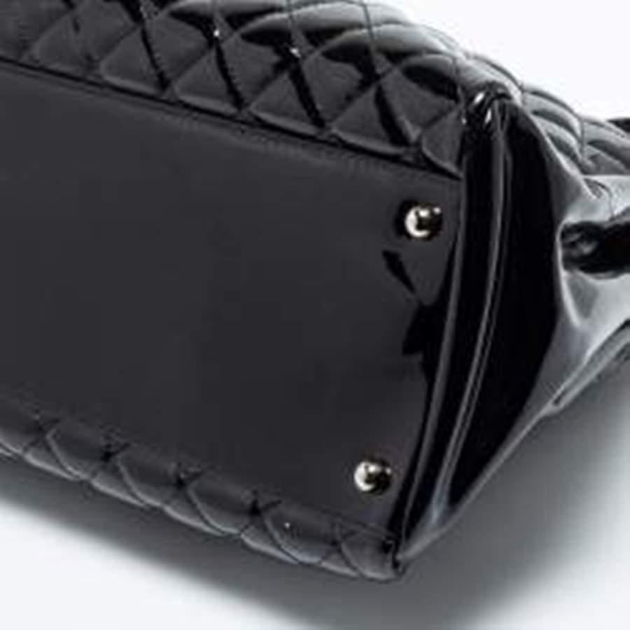 Chanel Black Quilted Patent Large Just Mademoiselle Bowler Bag 6