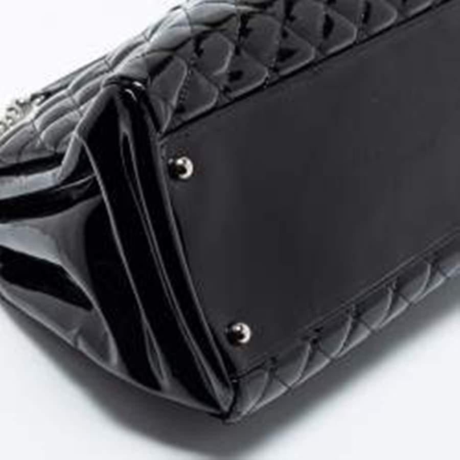 Chanel Black Quilted Patent Large Just Mademoiselle Bowler Bag 4