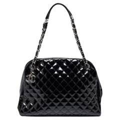 Chanel Black Quilted Patent Large Just Mademoiselle Bowler Bag