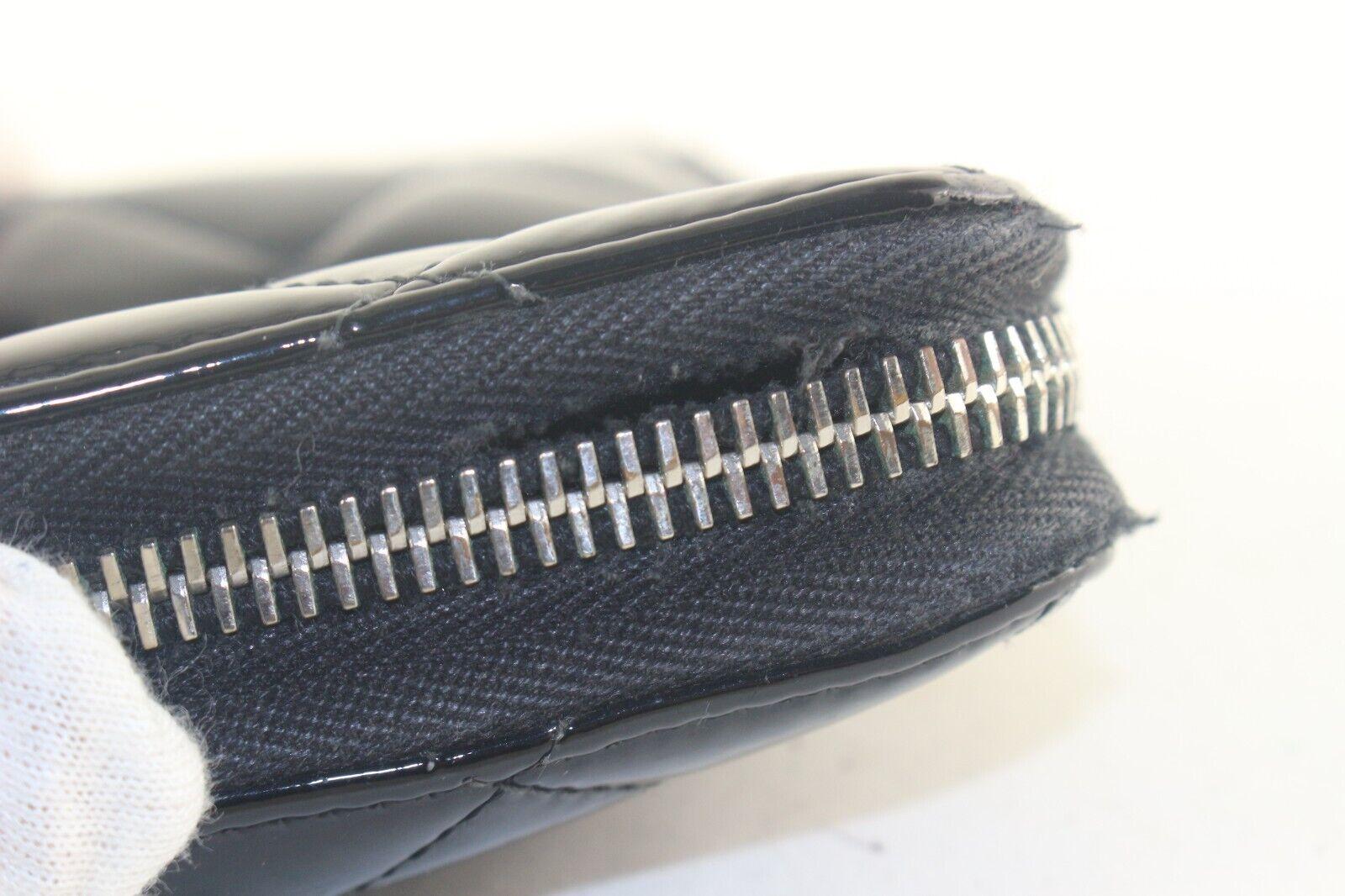 CHANEL Black Quilted Patent Large Zippy Wallet Organizer 2CCS82K 7