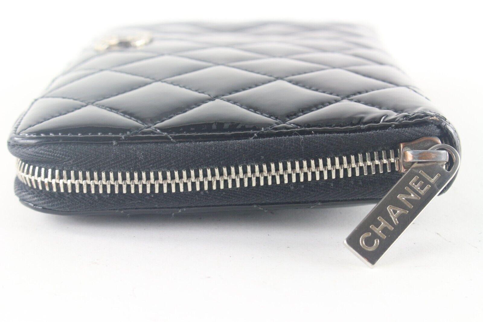 CHANEL Black Quilted Patent Large Zippy Wallet Organizer 2CCS82K 1