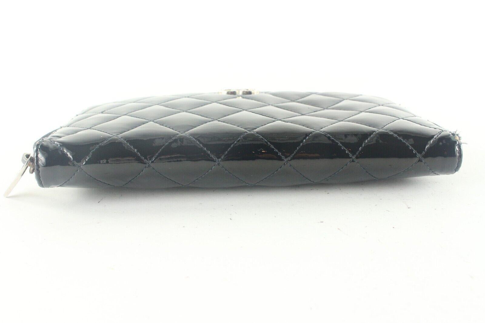 CHANEL Black Quilted Patent Large Zippy Wallet Organizer 2CCS82K 2