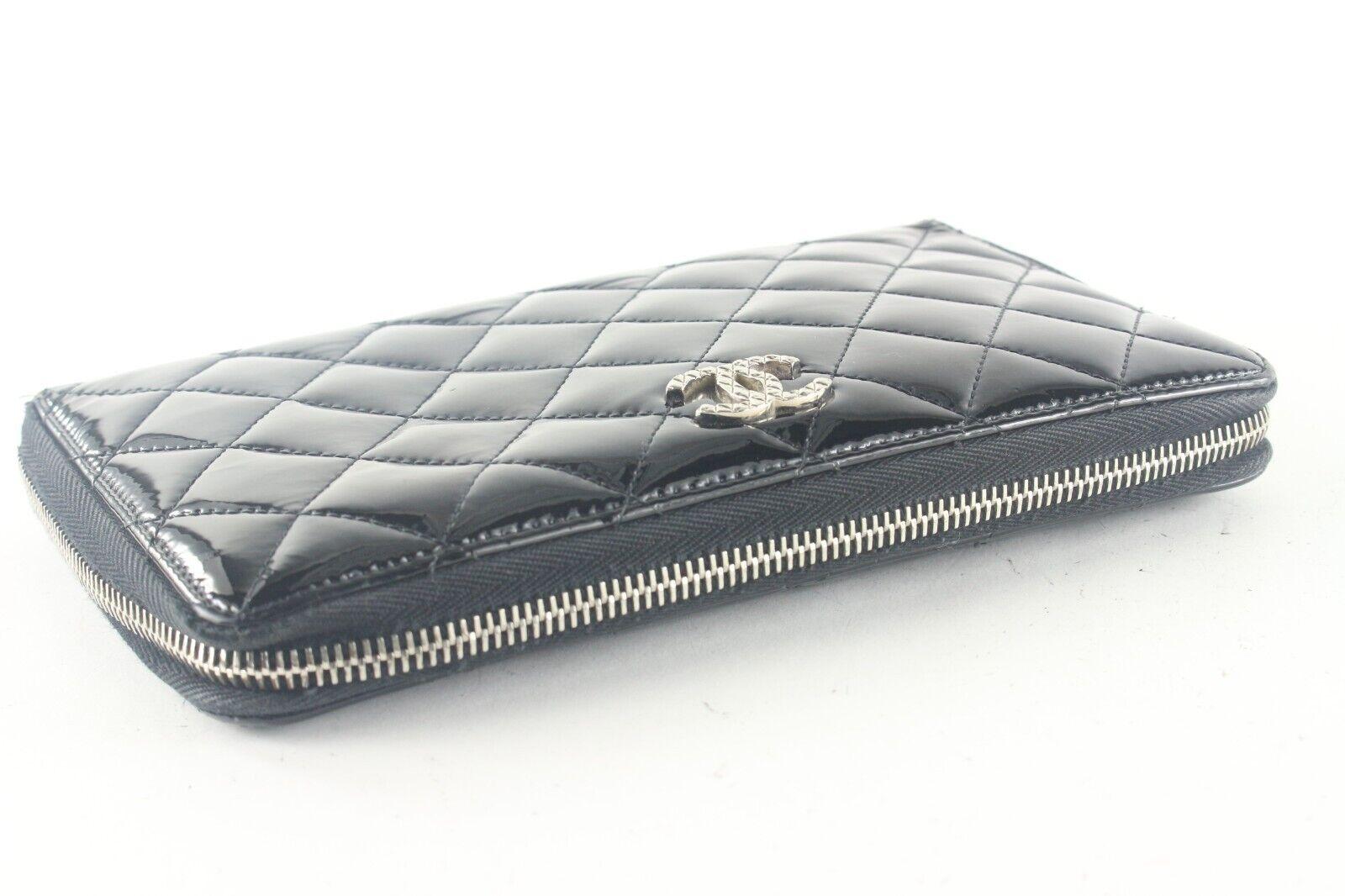 CHANEL Black Quilted Patent Large Zippy Wallet Organizer 2CCS82K 3