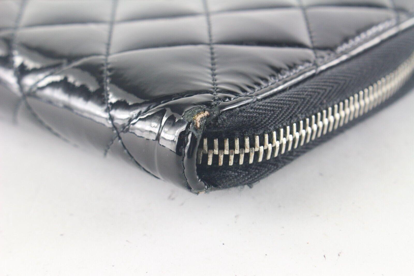 CHANEL Black Quilted Patent Large Zippy Wallet Organizer 2CCS82K 4