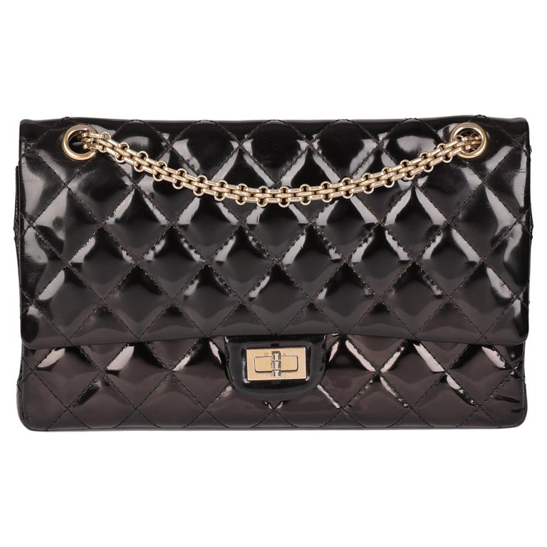 CHANEL Black Quilted Patent Leather 2.44 Reissue 226 Double Flap Bag at  1stDibs