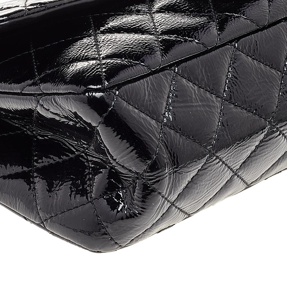 Chanel Black Quilted Patent Leather 2.55 Reissue 227 Double Flap Bag 4