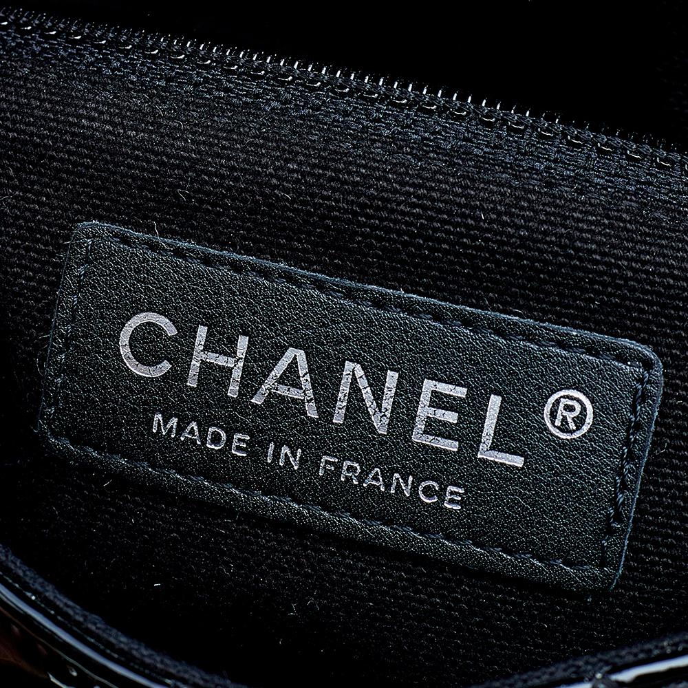 Chanel Black Quilted Patent Leather And Mesh La Madrague Tote 4