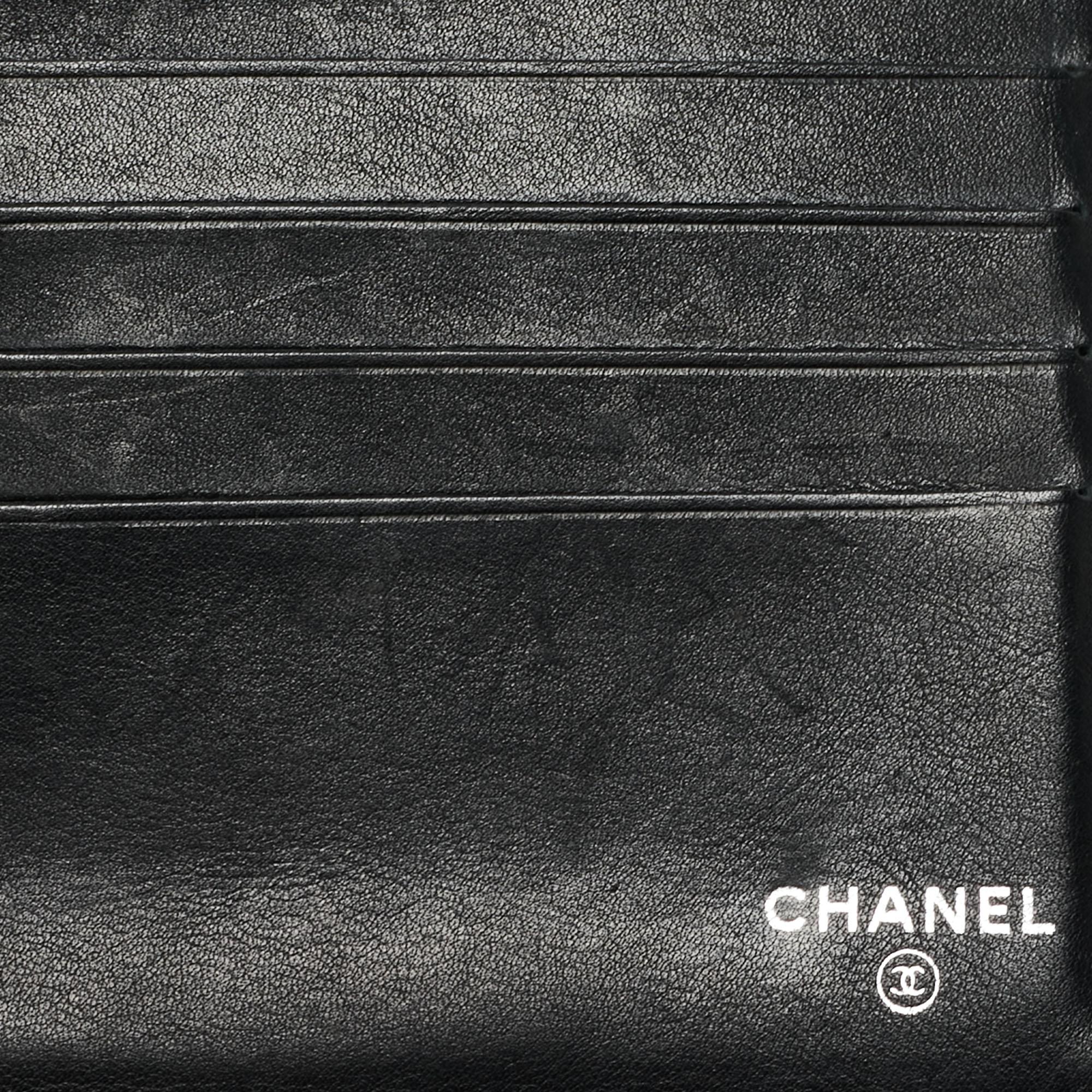 Chanel Black Quilted Patent Leather CC Continental Wallet 6