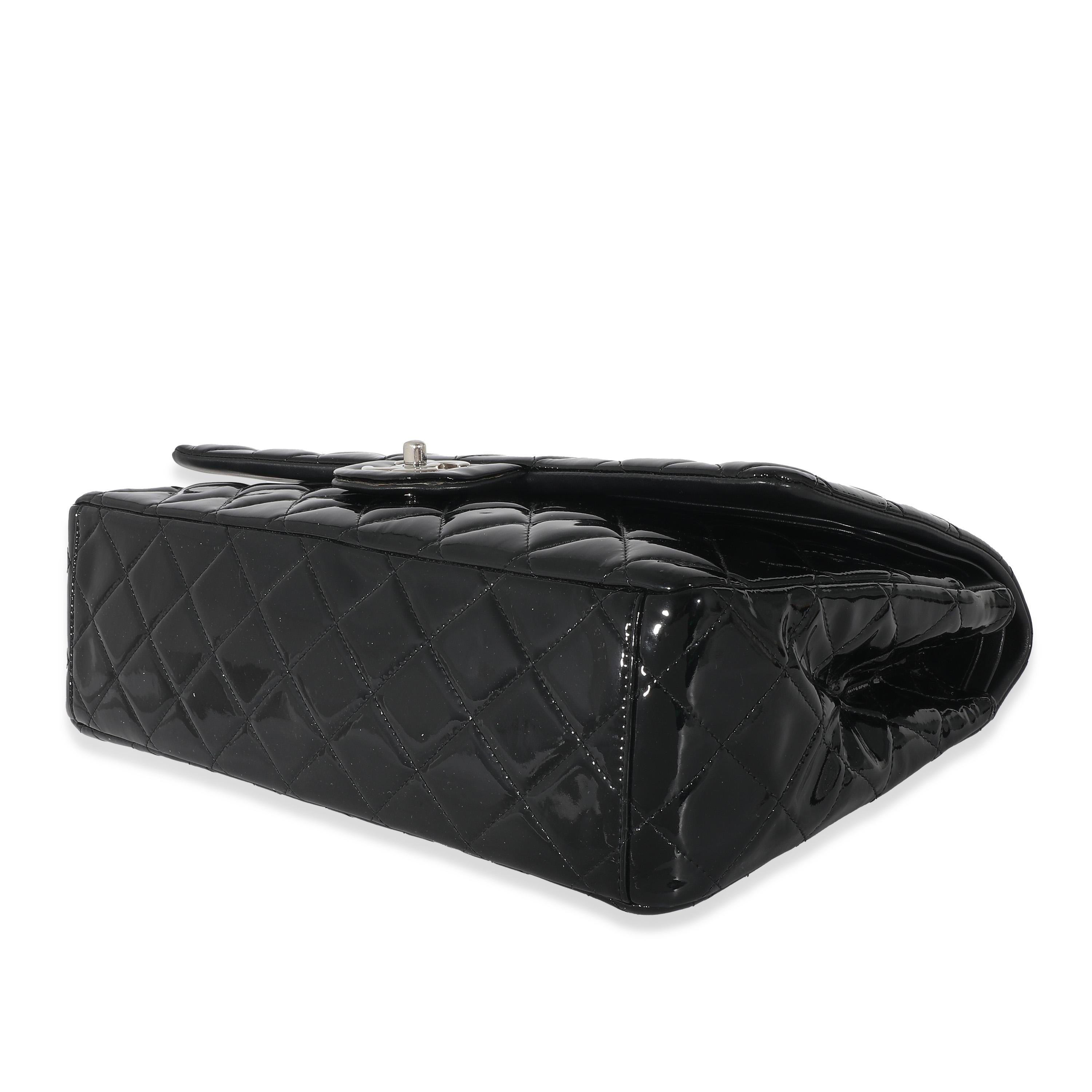 Chanel Black Quilted Patent Leather Classic Maxi Flap Bag For Sale at ...