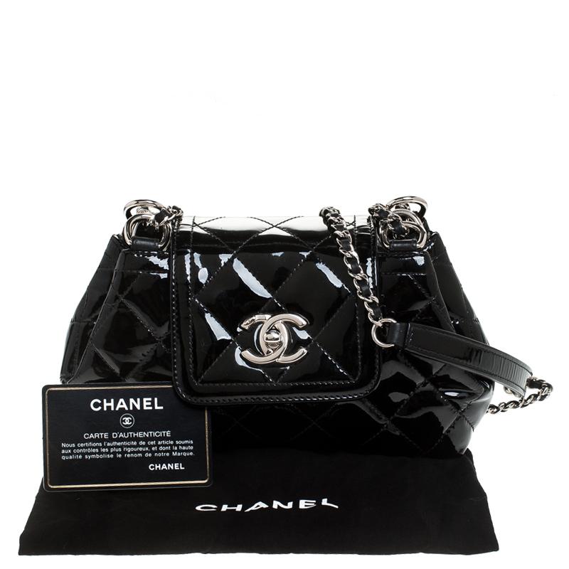 Chanel Black Quilted Patent Leather Crossbody Bag 5