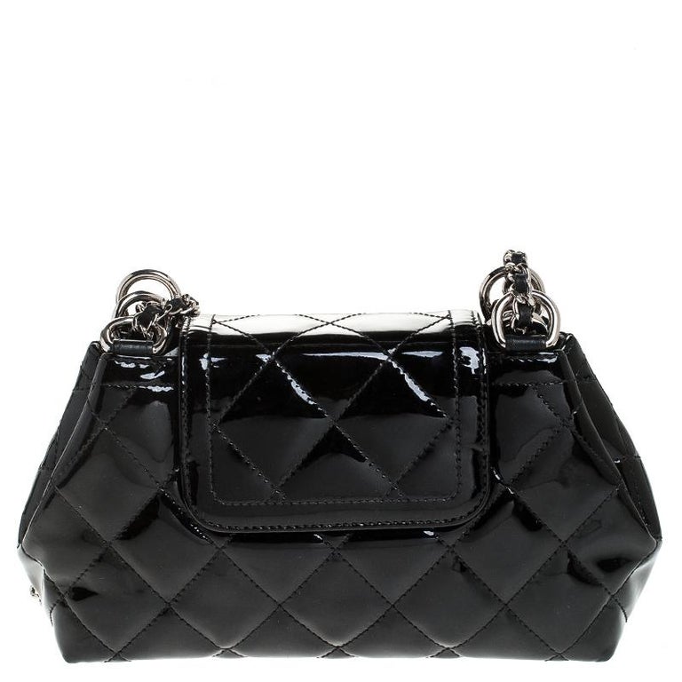 Chanel Black Quilted Patent Leather Crossbody Bag at 1stDibs