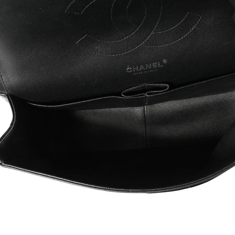 Chanel Black Quilted Patent Leather Jumbo Classic Double Flap Bag For ...