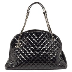 Chanel Black Quilted Patent Leather Large Just Mademoiselle Bowler Bag