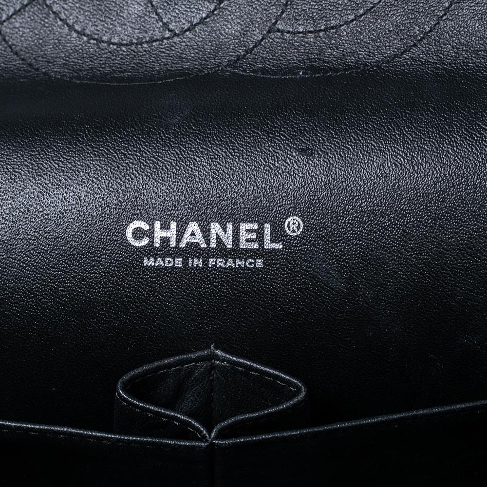 Chanel Black Quilted Patent Leather Maxi Classic Double Flap Bag 7